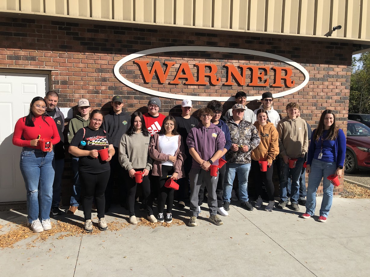 Students outside of Warner Tool Manufacturing